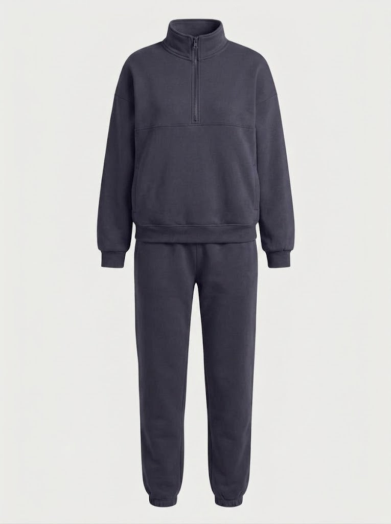 Women's Half-Zip Sweatshirt Set – Relaxed Jogger Outfit