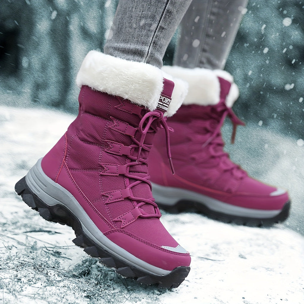 Women's Warm Winter Boots – Leather Look, Water-Repellent