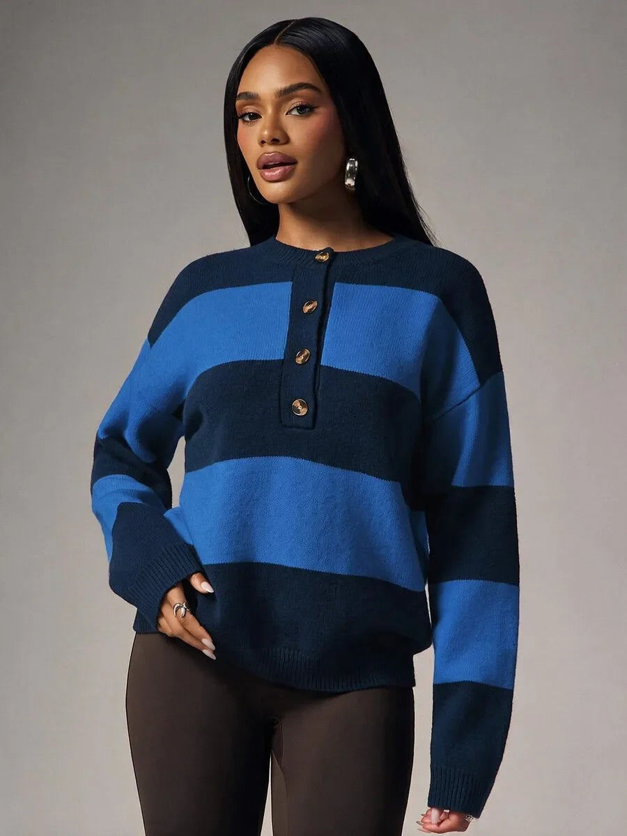 Women's Oversized Sweater with Buttons