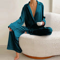 Women's Relaxed Pyjama Co-Ord Set – Button-Up Long-Sleeve Shirt