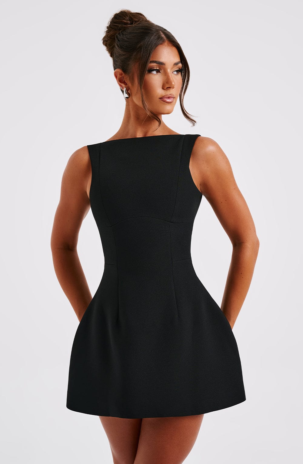 Black Structured Tailored Mini Dress – Elegant Occasion Wear | Meave & Ivy