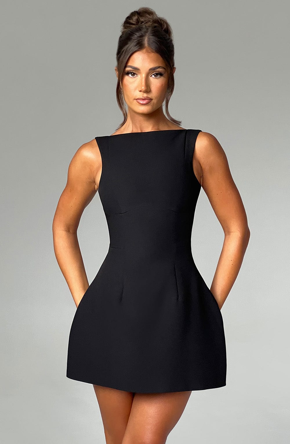 Black Structured Tailored Mini Dress – Elegant Occasion Wear | Meave & Ivy