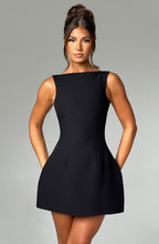 Black Structured Tailored Mini Dress – Elegant Occasion Wear | Meave & Ivy