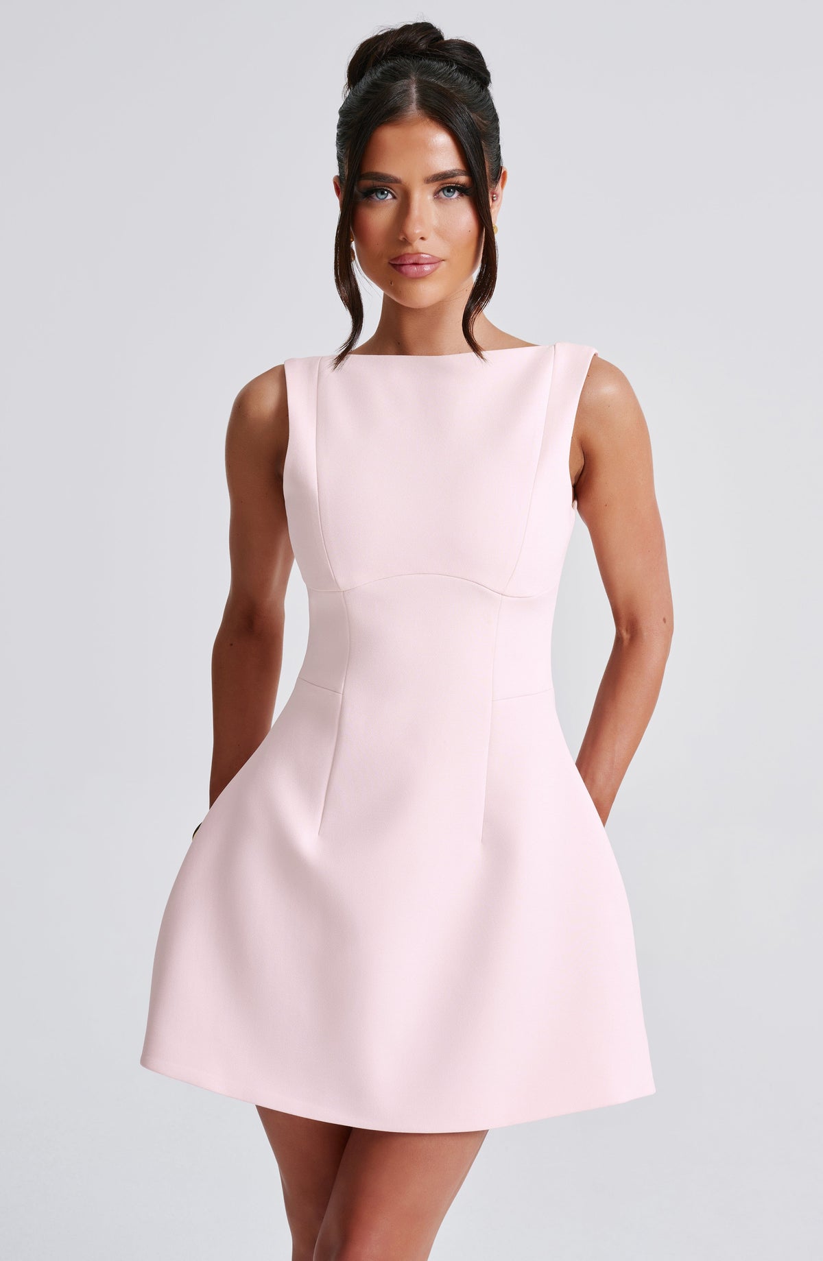 Blush Structured Tailored Mini Dress – Elegant Occasion Wear | Meave & Ivy
