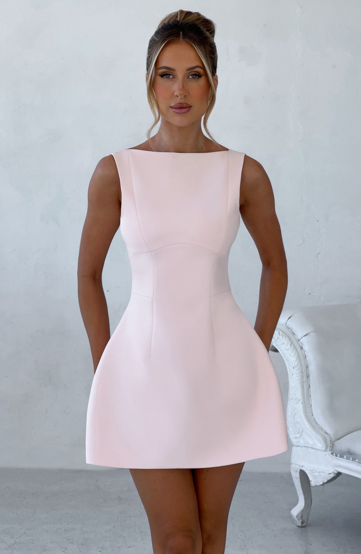 Blush Structured Tailored Mini Dress – Elegant Occasion Wear | Meave & Ivy