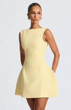 Lemon Yellow Tailored Mini Dress – Elegant Structured Occasion Dress | Meave & Ivy