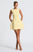 Lemon Yellow Tailored Mini Dress – Elegant Structured Occasion Dress | Meave & Ivy