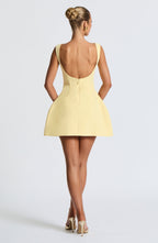 Lemon Yellow Tailored Mini Dress – Elegant Structured Occasion Dress | Meave & Ivy
