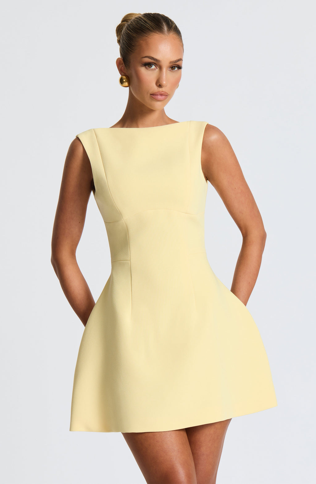 Lemon Yellow Tailored Mini Dress – Elegant Structured Occasion Dress | Meave & Ivy