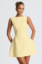 Lemon Yellow Tailored Mini Dress – Elegant Structured Occasion Dress | Meave & Ivy