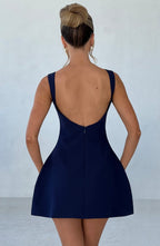 Navy Blue Tailored Mini Dress – Elegant Structured Occasion Dress | Meave & Ivy