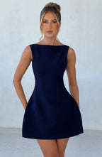 Navy Blue Tailored Mini Dress – Elegant Structured Occasion Dress | Meave & Ivy