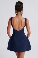 Navy Blue Tailored Mini Dress – Elegant Structured Occasion Dress | Meave & Ivy