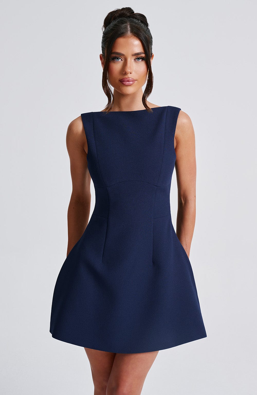 Navy Blue Tailored Mini Dress – Elegant Structured Occasion Dress | Meave & Ivy