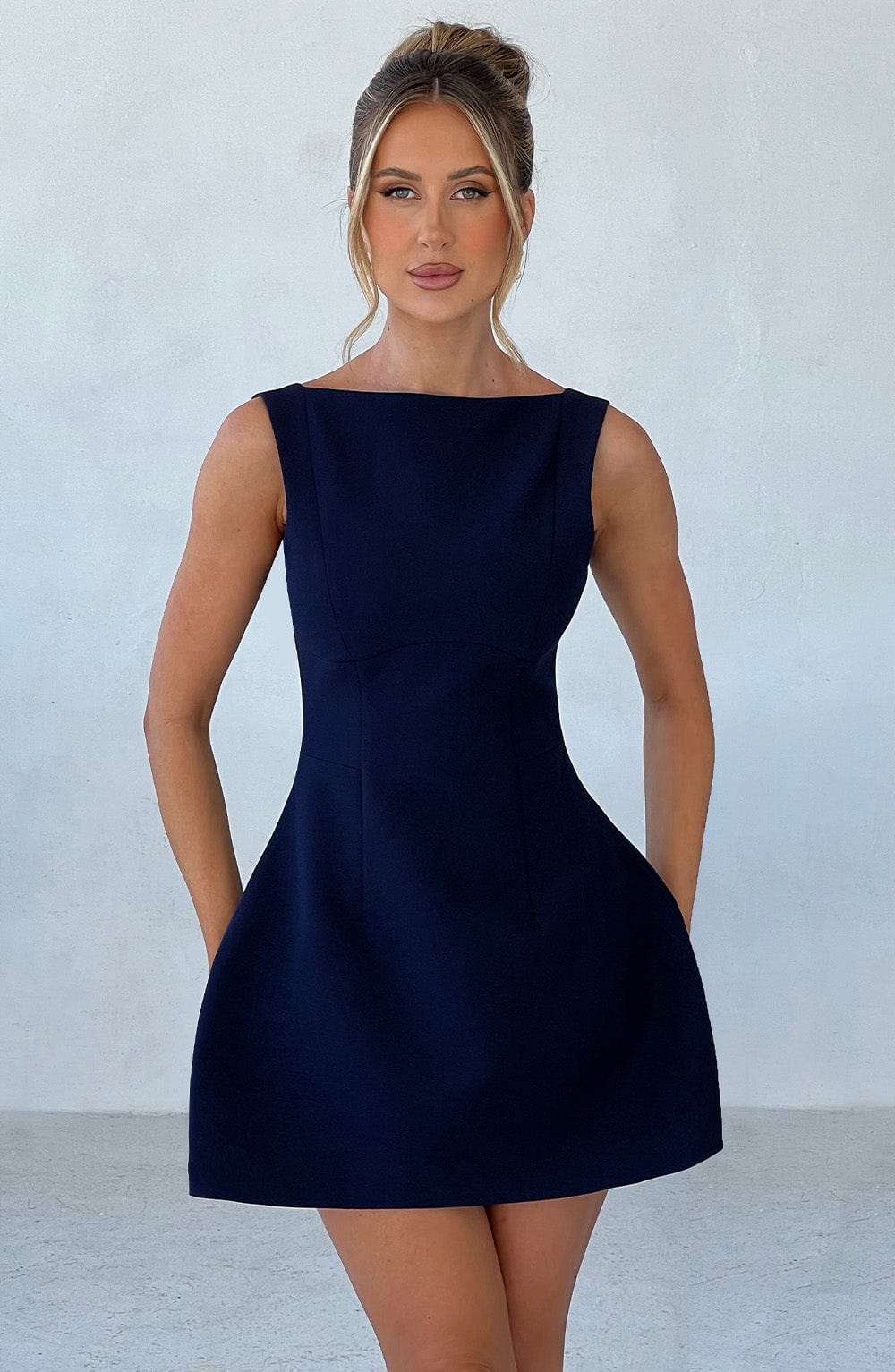 Navy Blue Tailored Mini Dress – Elegant Structured Occasion Dress | Meave & Ivy