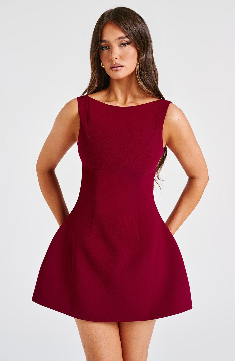 Wine Wrap Mini Dress – Elegant Statement Tailoring | Meave & Ivy
