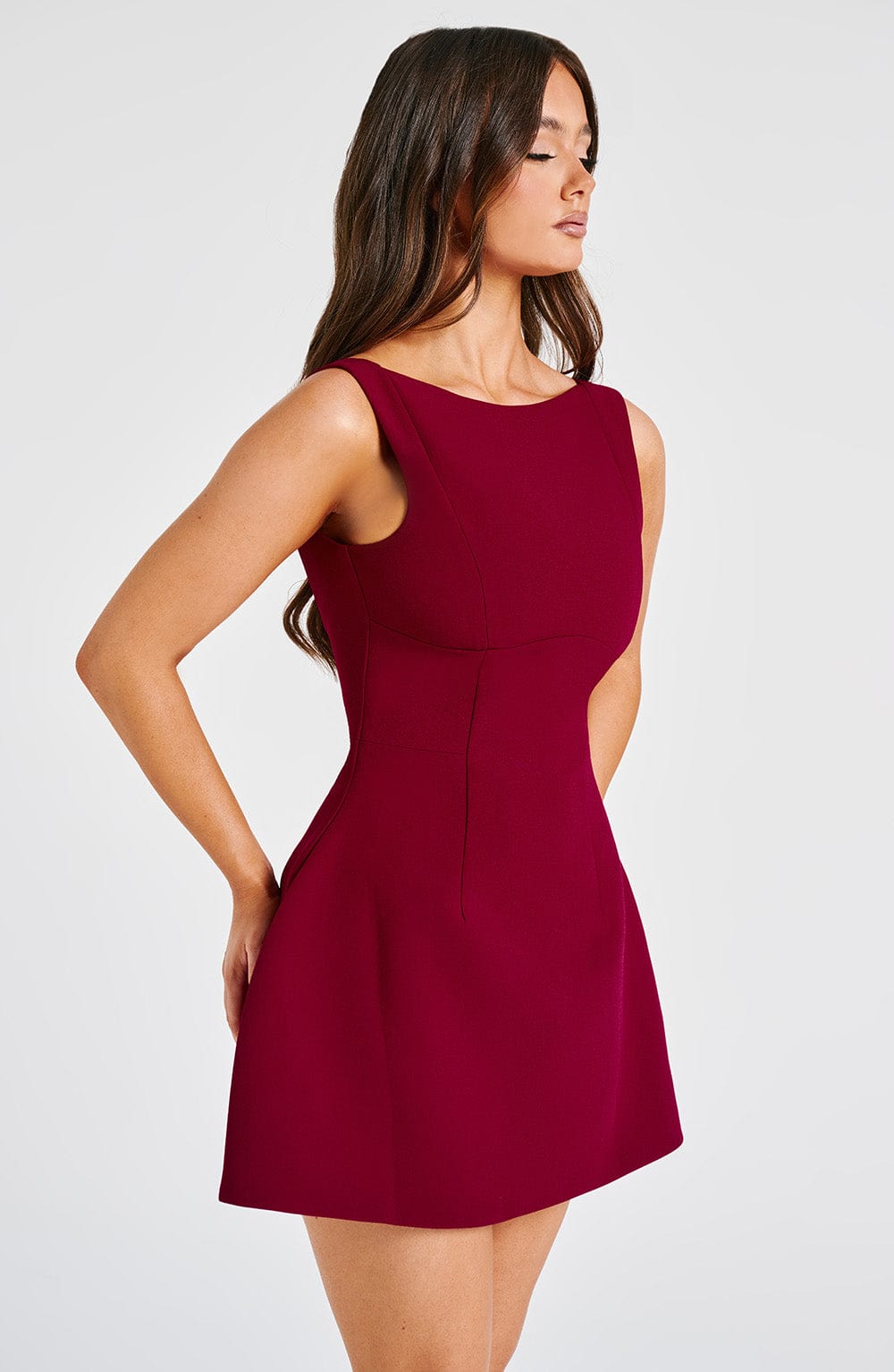Wine Wrap Mini Dress – Elegant Statement Tailoring | Meave & Ivy