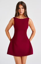 Wine Wrap Mini Dress – Elegant Statement Tailoring | Meave & Ivy