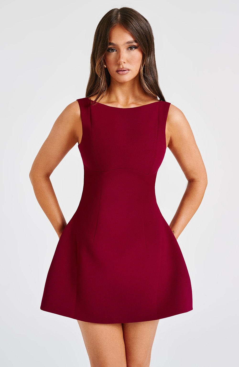 Wine Wrap Mini Dress – Elegant Statement Tailoring | Meave & Ivy