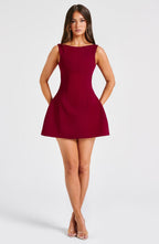 Wine Wrap Mini Dress – Elegant Statement Tailoring | Meave & Ivy