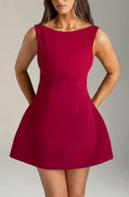 Wine Wrap Mini Dress – Elegant Statement Tailoring | Meave & Ivy