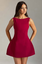 Wine Wrap Mini Dress – Elegant Statement Tailoring | Meave & Ivy