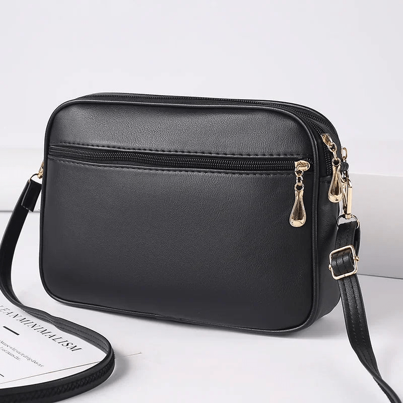 Women's Small Quilted Crossbody Bag with Double Zip Compartments
