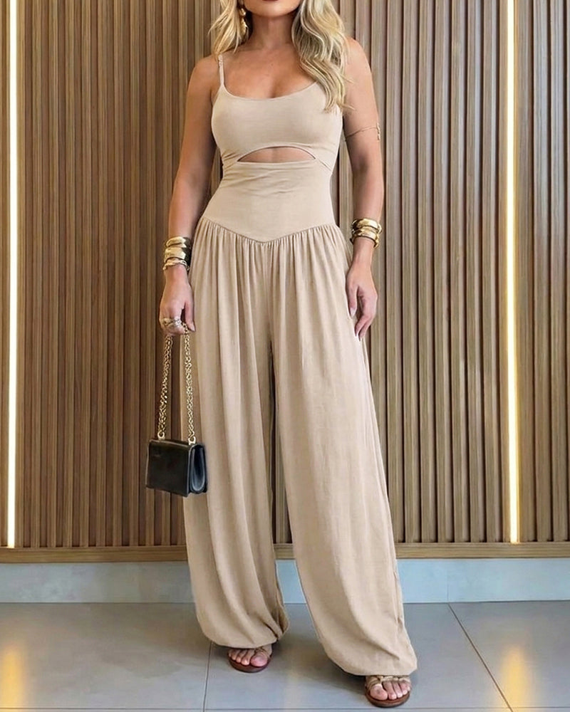 Cut-Out Waist Cami Backless Ruched High Waist Summer Jumpsuit | Meave & Ivy