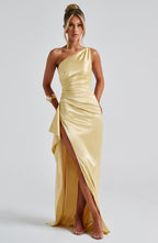 Lemon Yellow Maxi Dress – Sleek Bodycon Evening Dress | Meave & Ivy
