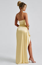 Lemon Yellow Maxi Dress – Sleek Bodycon Evening Dress | Meave & Ivy