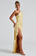 Lemon Yellow Maxi Dress – Sleek Bodycon Evening Dress | Meave & Ivy