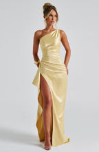 Lemon Yellow Maxi Dress – Sleek Bodycon Evening Dress | Meave & Ivy