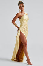 Lemon Yellow Maxi Dress – Sleek Bodycon Evening Dress | Meave & Ivy