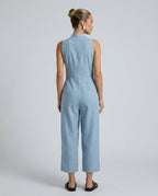Linen-Blend Sleeveless Loose Jumpsuit