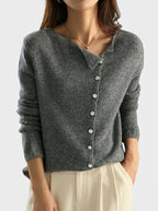 Women's Button-Front Knit Sweater – Relaxed Long-Sleeve Layer
