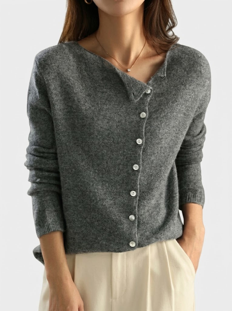 Women's Button-Front Knit Sweater – Relaxed Long-Sleeve Layer
