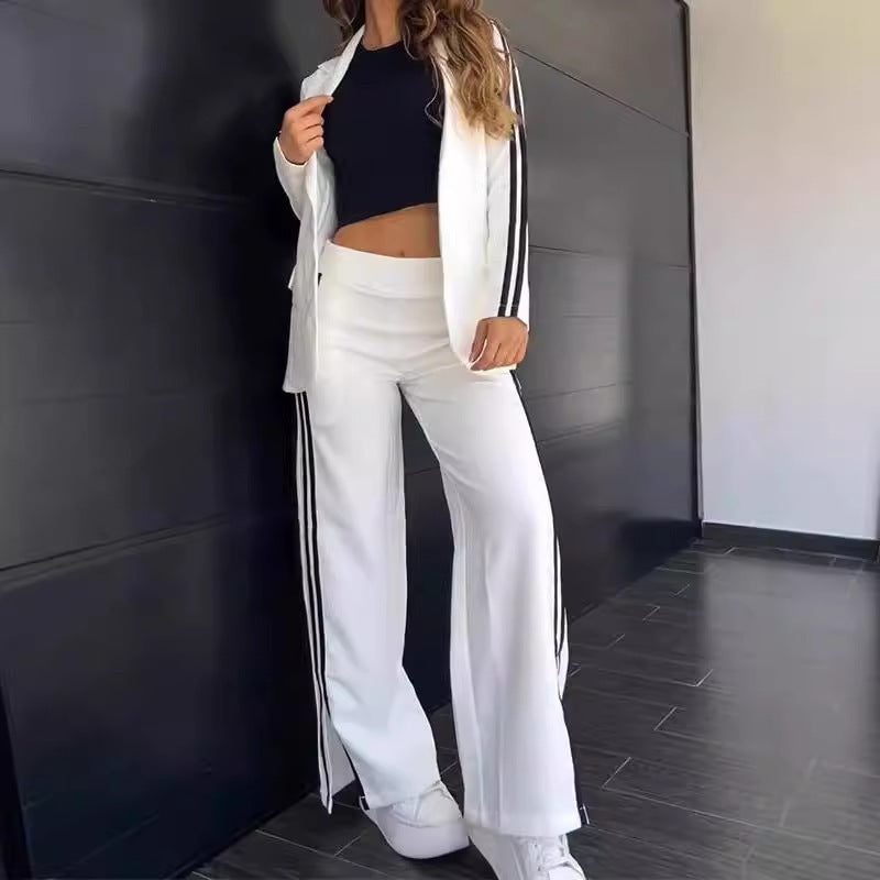 Women's Blazer and Side-Stripe Trouser Set