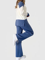 Women's Colour-Block Knit Co-Ord Set – High-Neck Long-Sleeve Top