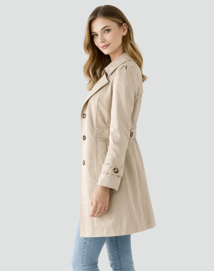 Slim Fit Lightweight Trench Coat with Lapel Collar
