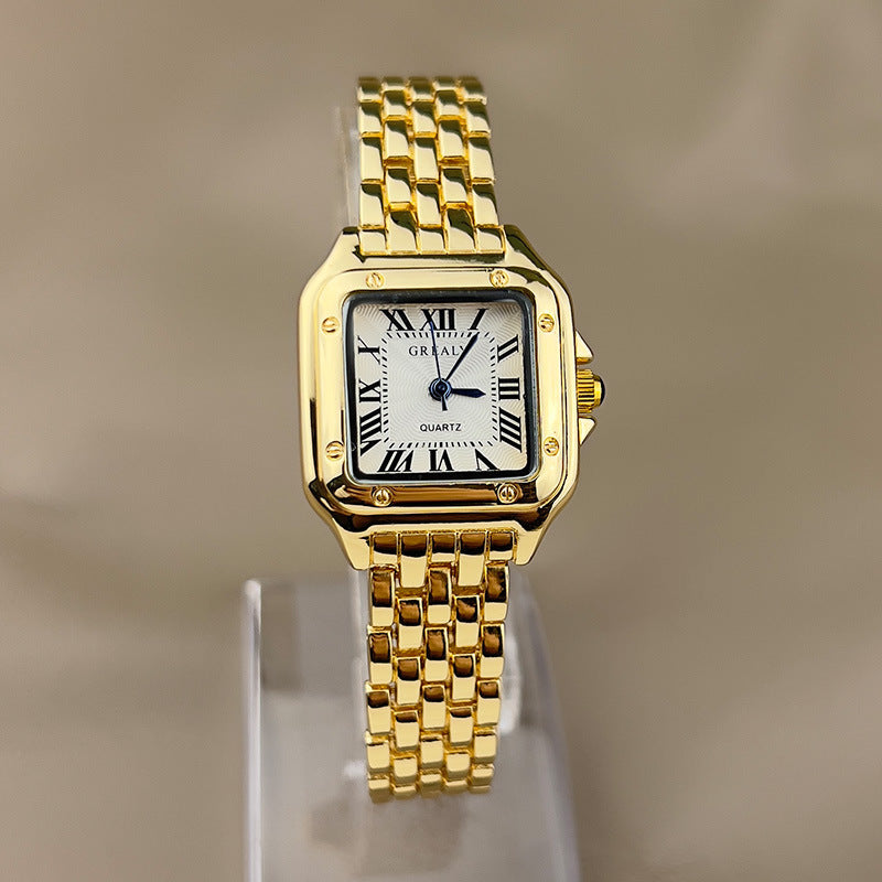 Women's Square-Dial Quartz Watch – Adjustable Alloy Bracelet with Folding Clasp and Band Shortener for Everyday Smart Office and Occasion Wear