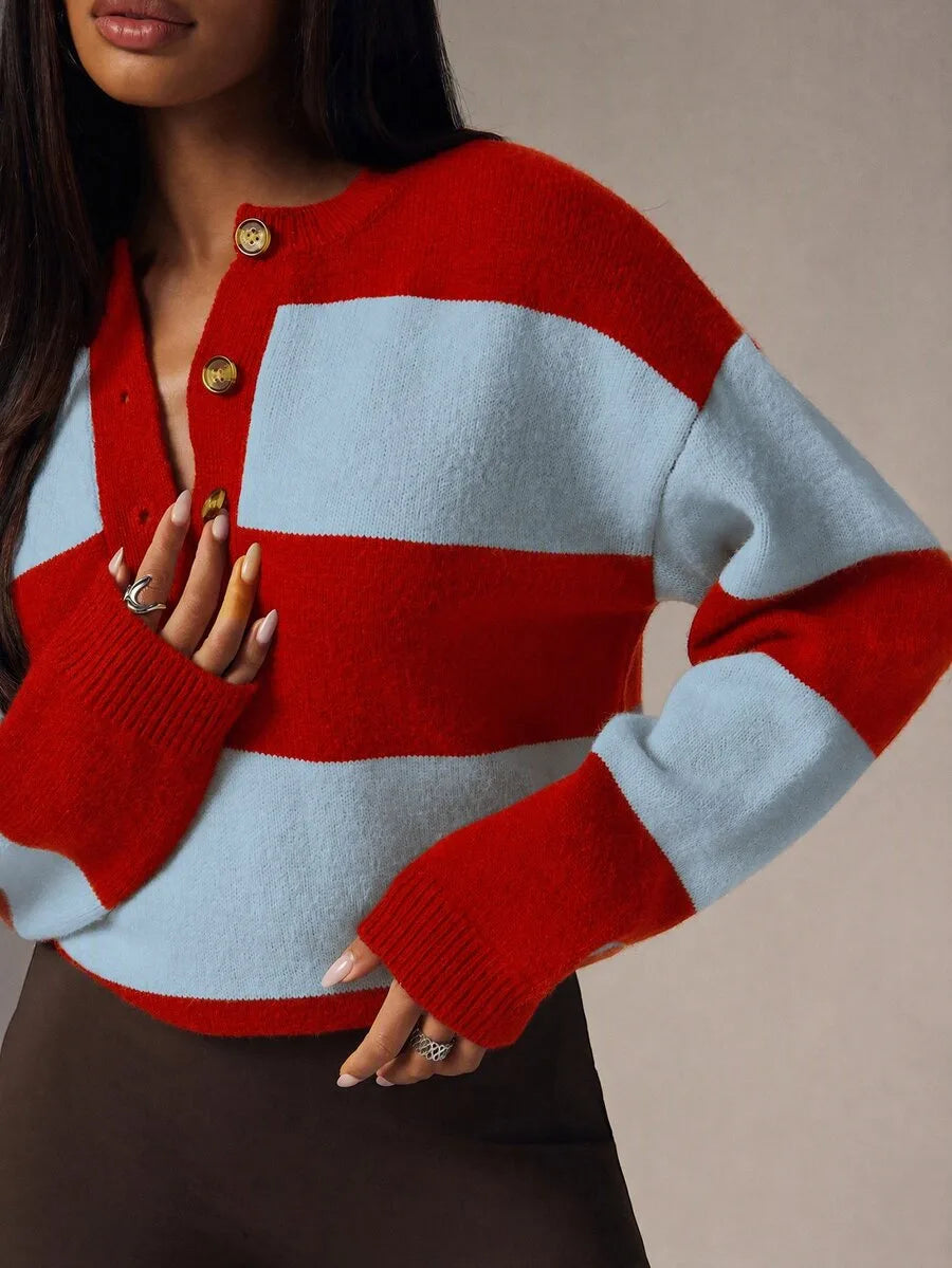 Women's Oversized Sweater with Buttons