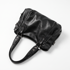 Ruched Hobo Bag with Studded Strap Tabs