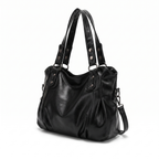 Ruched Hobo Bag with Studded Strap Tabs