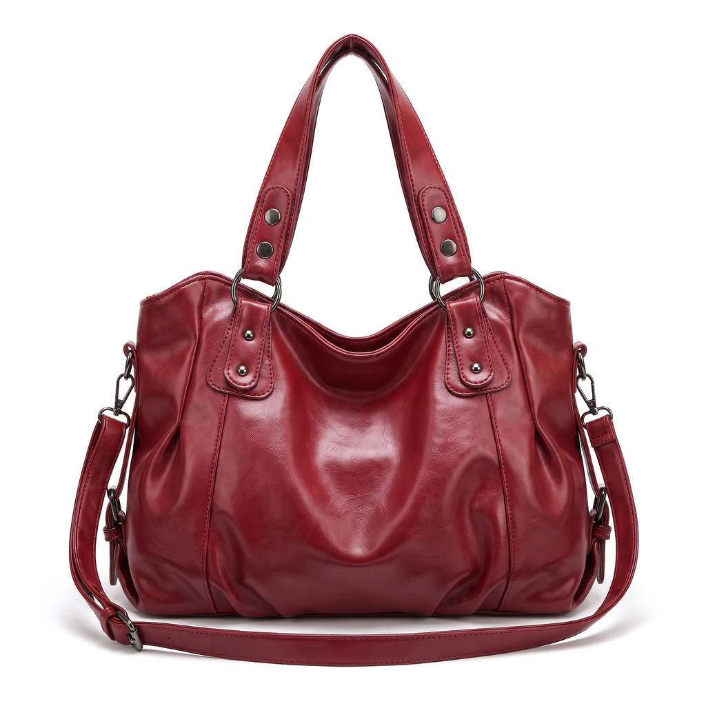 Ruched Hobo Bag with Studded Strap Tabs
