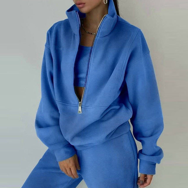 Women's Half-Zip Sweatshirt and Jogger Set