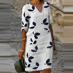 Leaf Print Floaty Silhouette Autumn Dress | Meave & Ivy