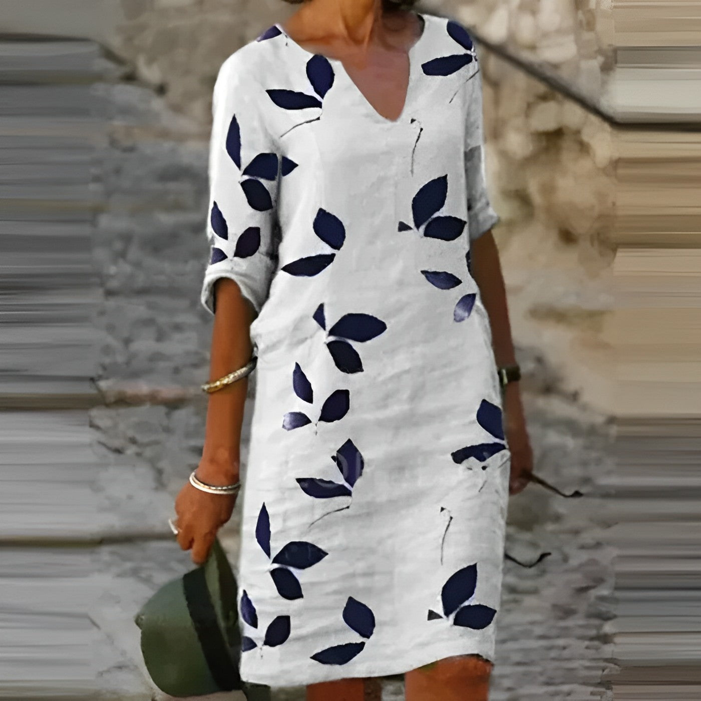 Leaf Print Floaty Silhouette Autumn Dress | Meave & Ivy