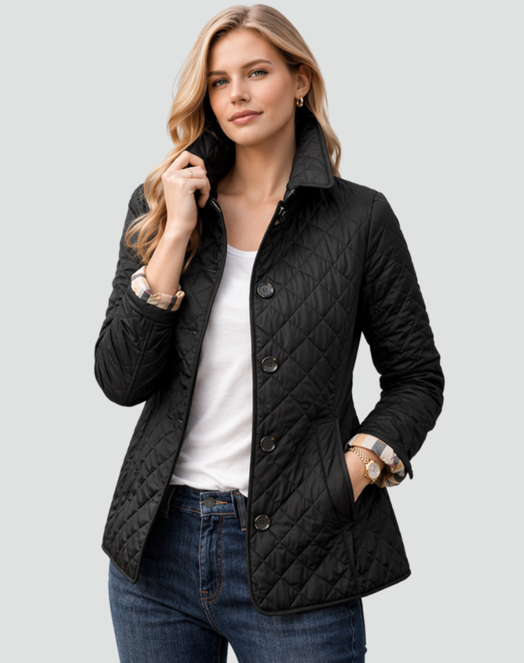 Quilted Transitional Jacket with Collar & Buttons