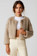 Cropped Teddy Jacket – Soft Plush Texture