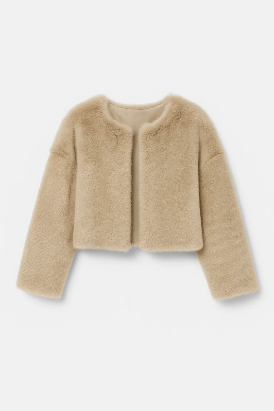 Cropped Teddy Jacket – Soft Plush Texture